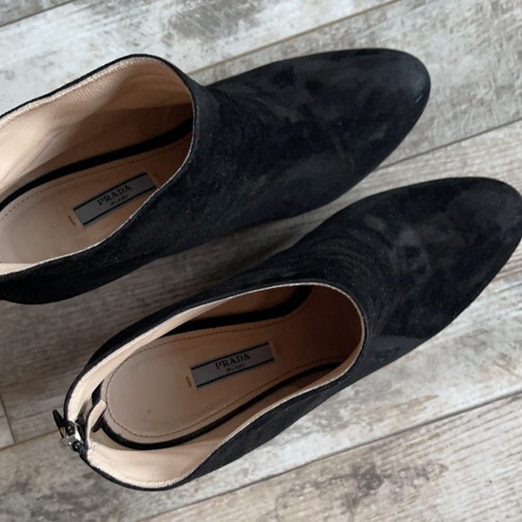 Prada black suede wedge booties size 41 - Picture 3 of 5